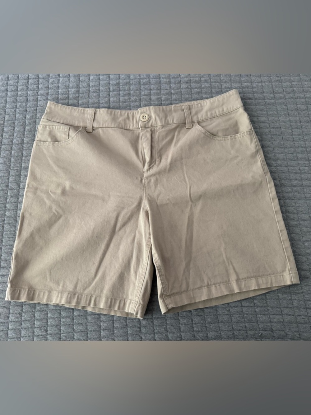New York & Company Beige Cotton Bermuda Shorts